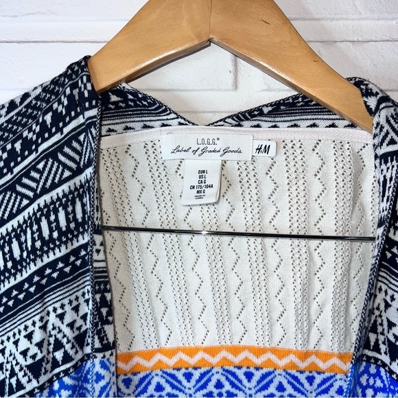 H&M Multicolored Cotton Geometrical Knit Open Style Kimono, Women’s Size Large - Picture 7 of 8